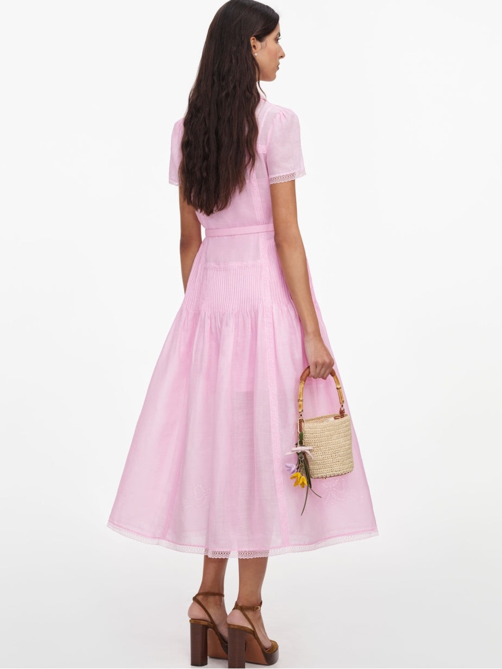 NWOT Self-Portrait PINK EMBROIDERED MIDI DRESS - Picture 4 of 9